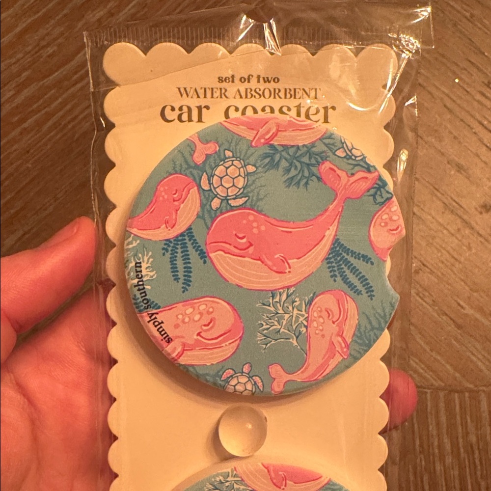 Simply Southern Whale Car Coasters - Picture 3 of 3
